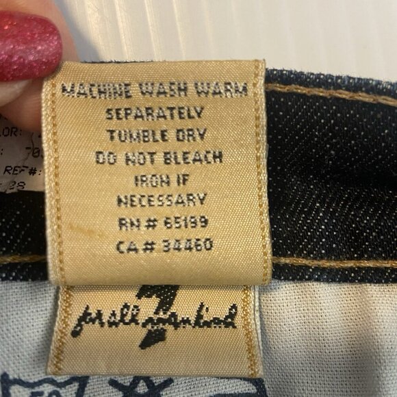 7 For All Mankind Boy Cut Button Dark Denim Women’s Jeans Size 28 X 34 Bootcut - Picture 11 of 12